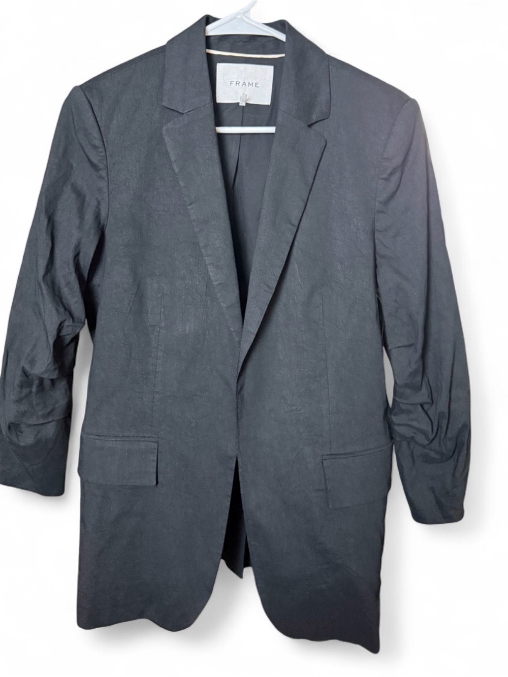 Frame Denim women’s  Black Relaxed Single-Breasted Blazer